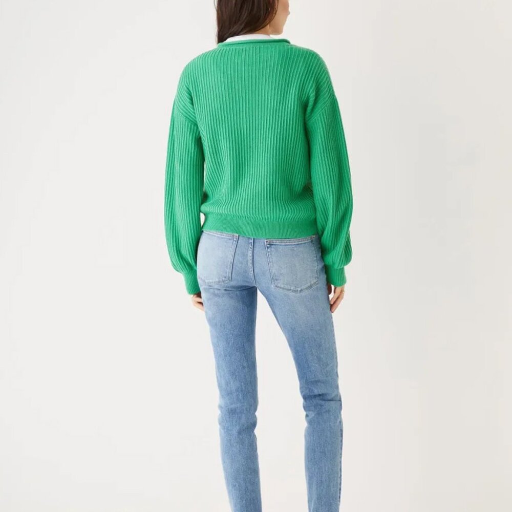 Frank & Oak Ribbed Crewneck Sweater in Bright Green - Picture 3 of 7